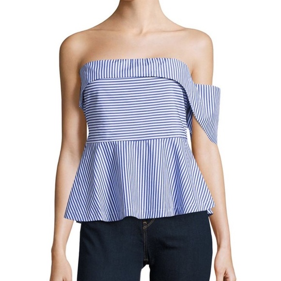 J.O.A striped with one shoulder top - Picture 3 of 6